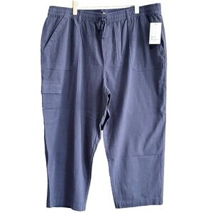 KIM ROGERS Capri Pants 2X Navy Cotton Pull On Casual Women NWT Comfortable
